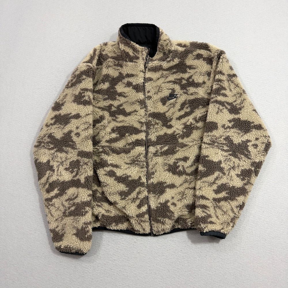 Nike Sportswear Fleece Camo Black Reversible Jacket Medium Winterized DQ4884-010